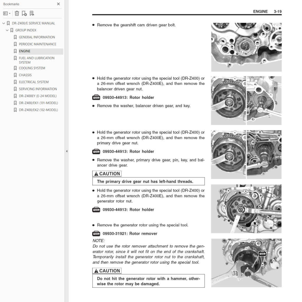 2000-2002 Suzuki DRZ400 service repair manual sample page