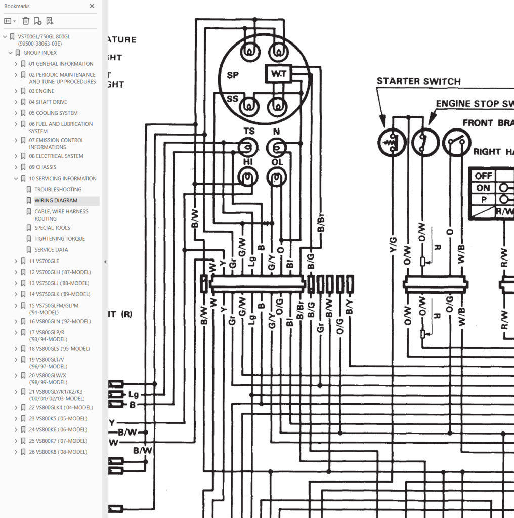 86-08 Suzuki VS700 VS750 VS800 wiring diagram