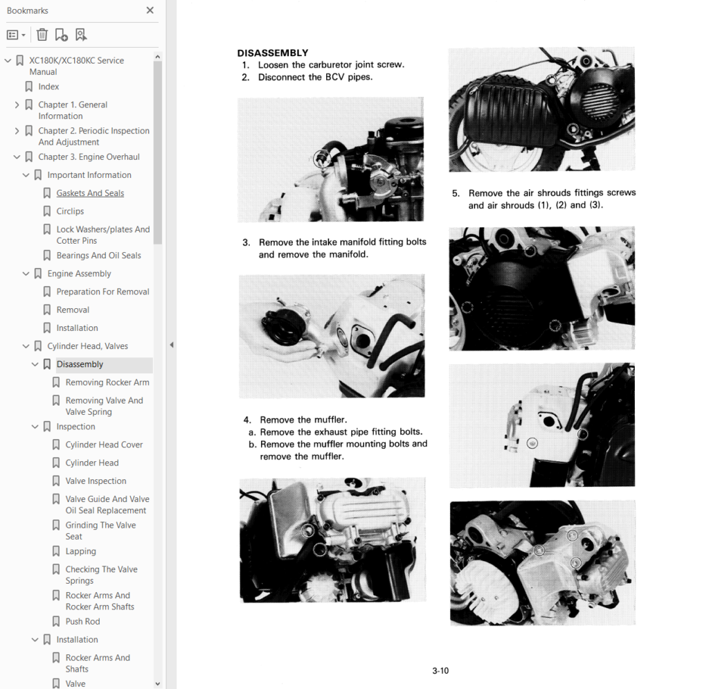 83-85 Riva 180 scooter service manual sample page